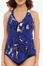 Magicsuit BLUE/MULTI Mirage Taylor Underwire Tankini Swim Top, US 14
