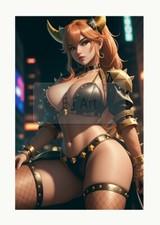 Biker Bowsette 4"x6" picture on 5"x7"  High Gloss Digital Art Print Paper