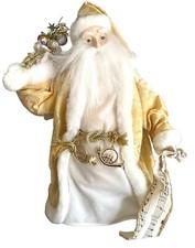 Santa Claus Christmas Tree Topper Gold White Music Themed Holding Bag 