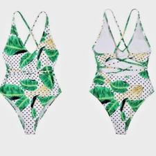 NWT Lemonfish Print Swimsuit Womens M Medium One Piece Tropical Polka Dot