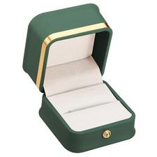 Velvet Ring Box, Single Slot Wedding Ring Box Jewelry Holder Style 2 Dark Green