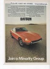 Original 1971 Datsun 240-Z vintage print ad:  "Join a minority group."