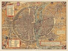 Paris 1575 Historic City Plan Vintage Map - 18x24