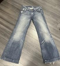 Jeans 7 For All Mankind Wide-Leg Women Blue Denim Medium Wash Distressed