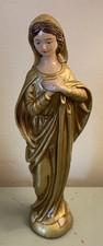 Mary Mother of Jesus Statue Figural 10 Inch Hand Painted Gold Leaf 