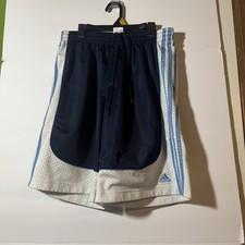adidas mens size Medium basketball shorts white blue