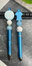 2 PC Handmade Silicone Bead Black Ink Pen & Stylus Set New Nurse Scrub B1582
