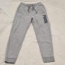 PUMA Gray Teens Sweatpants L Tapered Joggers Drawstring Elastic Waist Pockets