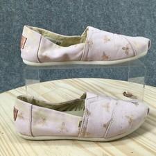 Toms Shoes Womens 5.5 Alpargata Birch Foil Bumble Bees Bee Slip On Flats Pink