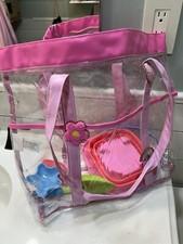 Girls Plastic Beach Tote Bag + Sand Toys