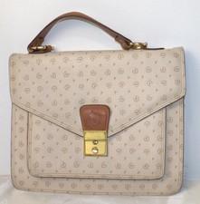 Pollini Made In Italy Genuine Leather Vintage Logo Print Shoulder Handbag Purse