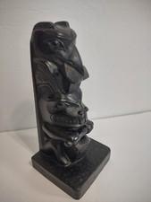 Native Indian Totem Pole Statue Raven & Beaver Boma Canada Northwest Black Resin