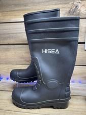 HISEA Men Mid-Calf Rubber Boots w/Steel Shank Seamless Waterproof PVC Rain Boots