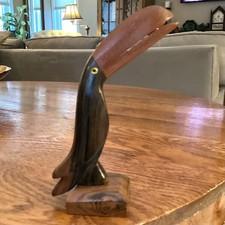MCM Hand-Carved Wooden Toucan Bird Sculptureg Mid-Century Modern Style