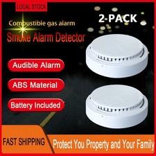 Smoke Alarm Detector Home Fire Safety Sensor Alert Battery Included(2 Pack)