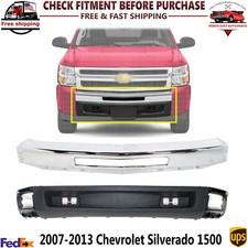 Front Bumper Chrome + Lower Valance Textured For 2009-2013 Chevy Silverado 1500