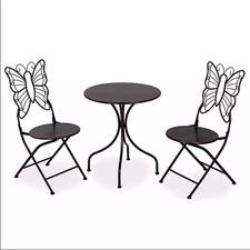 Bronze Metal Butterfly 3 Piece Bistro Set Patio Garden Table Chairs