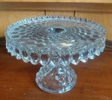 Vintage Fostoria American Cubist Round Pedestal Cake Stand w/Rum Well 10" x 7"