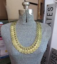 Vintage Brass Necklace Chain mail style sectioned hand crafted Byzantine Collar