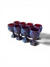 Avon 1876 Cape Cod Ruby Red Glass Footed Wine Goblets 4 1/2" Vintage