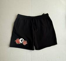 Ethika Women's Black Raw Edge Shorts Floral Graphic Drawstring Waist Size Small