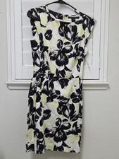 NWT French Connection Floral Sheath Dress US 6 Black Cream Yellow Cap Sleeve