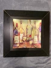 Framed Art Print Wine Bottles and Glasses Illustration Landscape Small