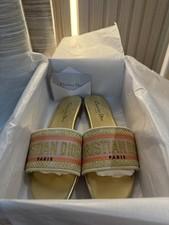 Christian Dior Canvas Lurex Embroidered Dway Slide Sandals Size 39 us 8