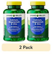 (2 pack) Spring Valley Calcium, Magnesium & Zinc Plus Vitamin D3 Coated 250 Ct