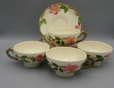 Franciscan Desert Rose Teacups & Saucers Set of 4 USA 1953 - 1958 Back Stamp