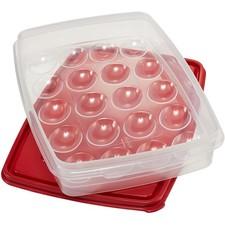 Rubbermaid Egg Storage Container, Clear/Red Egg Keeper, 1 Count,Secure,Stackable