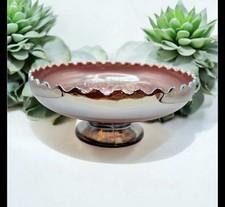 VINTAGE DUGAN DOUBLE STEM ROSE FOOTED CARNIVAL GLASS BOWL - 8" DUGAN FOOTED BOWL
