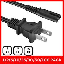 Lot AC 2 Prong Power Cord 3FT 5FT 10FT Standard 2-Slot Power Cable Replacement