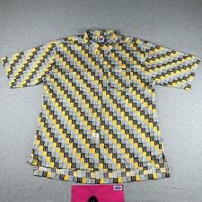 Mecca USA Shirt 2XL Multicolored Logo All Over Print Button Up Short Sleeve Mens