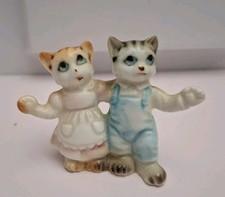 Vintage Miniature Ceramic Dancing Cat Country Figurines Dollhouse 