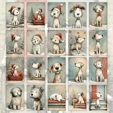 Cute Dog Santa Hat Christmas Holiday 4x6 20 Image Card NEW Blank Back