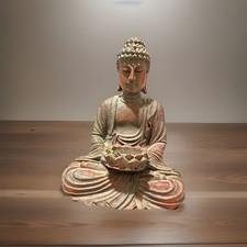 Seated Buddha Statue Figurine with Lotus Bowl Buddhism Religious Decor