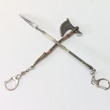 Metal God Of War Kratos 4" Axe & 6" Spear Weapon Keychains
