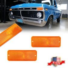 2X Amber Front Parking / Turn Signal Light Lenses For 1974-1977 Ford F-100 F100