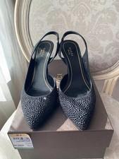 GUCCI SHOES BLACK CRYSTAL D'ORSAY SLING BACK HEEL PUMPS US 7 $700
