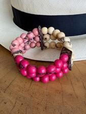 Acai Bracelet by Tagua Bella 3 strand beaded layla artisan ecuador pink ivory