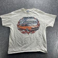 Camaro Shirt Mens XL White Muscle Car Graphic Gildan Ultra Cotton Flame Tee