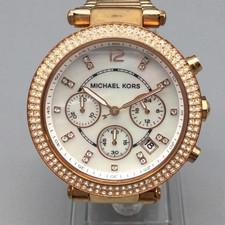 Michael Kors Womens Watch 39mm Rose Gold Tone Chronograph MK-5491 New Battery 6"