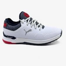 PUMA Proadapt Alphacat White Navy High Risk Red Mens Waterproof Golf Shoes