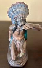 Vintage Native American Warrior Figurine Statue Southwestern Decor Heavy Resin