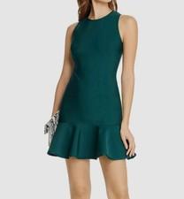 $194 Aqua Women Green Stretch Sleeveless Ruffle Mini Party Bodycon Dress Size XS