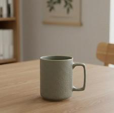 12oz Textured Ceramic Tea Mugs Sage Green, Minimalist Handcrafted Coffee Cup