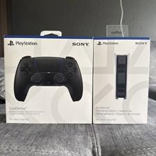 Midnight Black PlayStation PS5 DualSense Controller, Sony Dual Charging Dock CIB