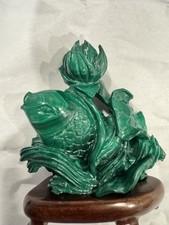 Vintage Chinese Hand-Carved Malachite Tropical fish