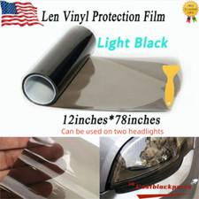 Headlight taillight For 12"x78"Gloss Light Black Smoke Tint Film Lens Vinyl Wrap